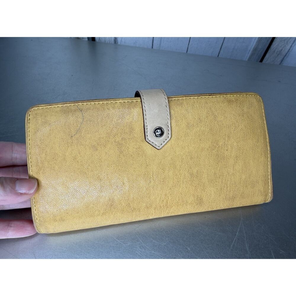 L.A.M.B. Gwen Stefani Distressed Y2K Leather Wallet Tan Designer Vintage - Picture 2 of 7